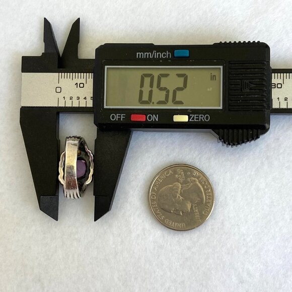 Sterling Silver 925 Cushion Cut Amethyst Double Citrine Wide Band Ring Sz 6.5 - Picture 13 of 16